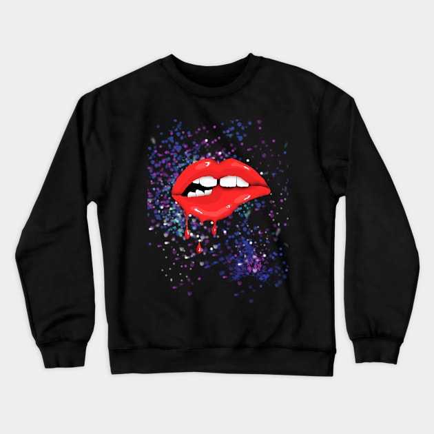 Space lips Crewneck Sweatshirt by deadlydelicatedesigns